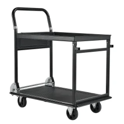 VEVOR Foldable Push Cart Dolly, 700 lbs, Heavy Duty Platform Hand Truck with Wheels, High-Strength Steel, 2 Tier Moving Flatbed Cart, for Warehouse, Garage, Workshop, Office, 28.7 x 18.5 x 32.3 in