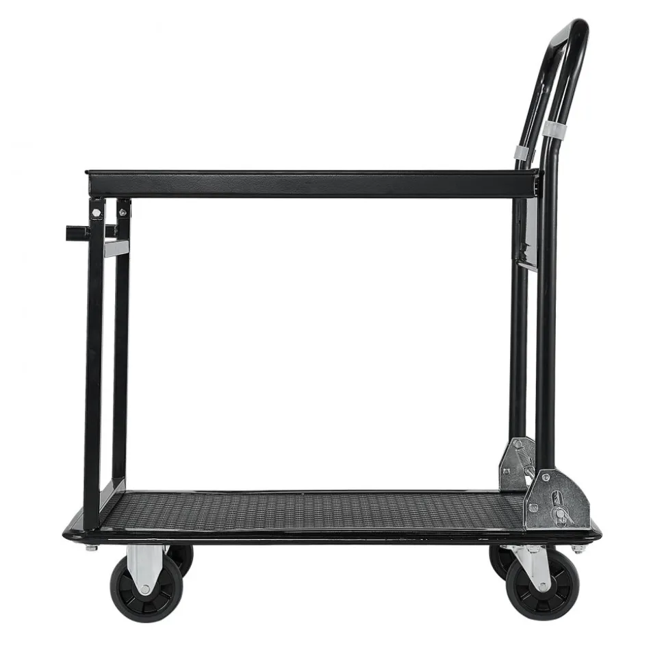 VEVOR Foldable Push Cart Dolly, 700 lbs, Heavy Duty Platform Hand Truck with Wheels, High-Strength Steel, 2 Tier Moving Flatbed Cart, for Warehouse, Garage, Workshop, Office, 28.7 x 18.5 x 32.3 in