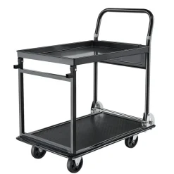 VEVOR Foldable Push Cart Dolly, 700 lbs, Heavy Duty Platform Hand Truck with Wheels, High-Strength Steel, 2 Tier Moving Flatbed Cart, for Warehouse, Garage, Workshop, Office, 28.7 x 18.5 x 32.3 in