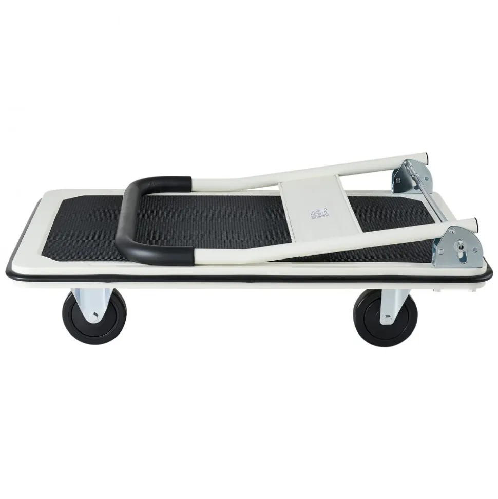 VEVOR Foldable Push Cart Dolly, 660 lbs Load Capacity, Folding Platform Truck with Swivel Wheels, Moving Platform Hand Truck Flatbed Cart, Space Saving Push Handle, for Easy Storage, 35.4 x 34.3 x 24 in