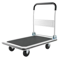 VEVOR Foldable Push Cart Dolly, 660 lbs Load Capacity, Folding Platform Truck with Swivel Wheels, Moving Platform Hand Truck Flatbed Cart, Space Saving Push Handle, for Easy Storage, 35.4 x 34.3 x 24 in
