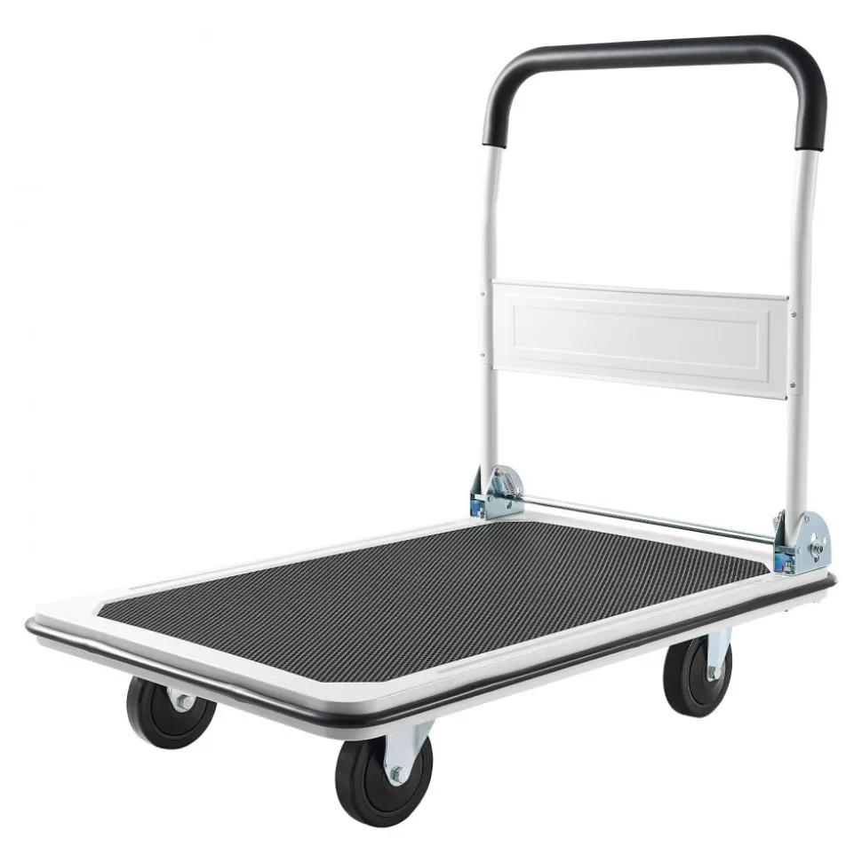 VEVOR Foldable Push Cart Dolly, 660 lbs Load Capacity, Folding Platform Truck with Swivel Wheels, Moving Platform Hand Truck Flatbed Cart, Space Saving Push Handle, for Easy Storage, 35.4 x 34.3 x 24 in
