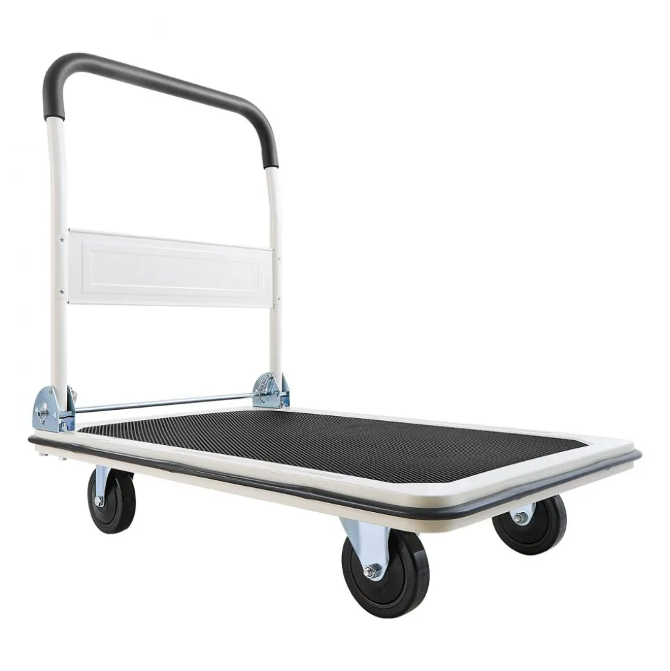 VEVOR Foldable Push Cart Dolly, 660 lbs Load Capacity, Folding Platform Truck with Swivel Wheels, Moving Platform Hand Truck Flatbed Cart, Space Saving Push Handle, for Easy Storage, 35.4 x 34.3 x 24 in