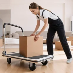 VEVOR Foldable Push Cart Dolly, 660 lbs Load Capacity, Folding Platform Truck with Swivel Wheels, Moving Platform Hand Truck Flatbed Cart, Space Saving Push Handle, for Easy Storage, 35.4 x 34.3 x 24 in
