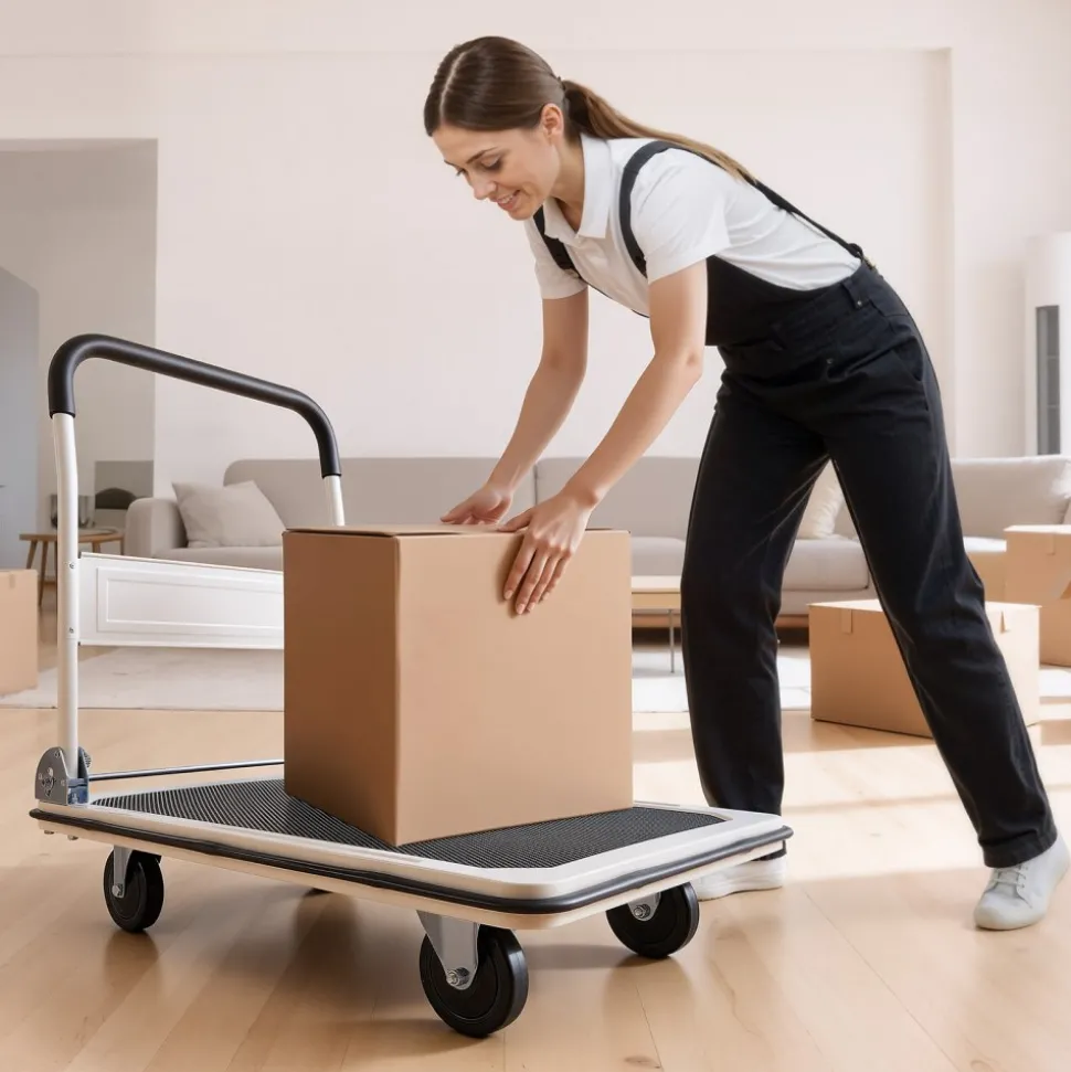 VEVOR Foldable Push Cart Dolly, 660 lbs Load Capacity, Folding Platform Truck with Swivel Wheels, Moving Platform Hand Truck Flatbed Cart, Space Saving Push Handle, for Easy Storage, 35.4 x 34.3 x 24 in