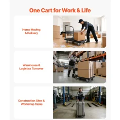 VEVOR Foldable Push Cart Dolly, 1000 lbs Capacity, Folding Platform Truck with Swivel Wheels, Moving Platform Hand Truck Flatbed Cart, Space Saving Push Handle, for Easy Storage, 35.2 x 23.4 x 33.5 in