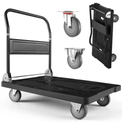 VEVOR Foldable Push Cart Dolly, 1000 lbs Capacity, Folding Platform Truck with Swivel Wheels, Moving Platform Hand Truck Flatbed Cart, Space Saving Push Handle, for Easy Storage, 35.2 x 23.4 x 33.5 in