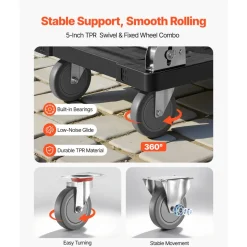 VEVOR Foldable Push Cart Dolly, 1000 lbs Capacity, Folding Platform Truck with Swivel Wheels, Moving Platform Hand Truck Flatbed Cart, Space Saving Push Handle, for Easy Storage, 35.2 x 23.4 x 33.5 in