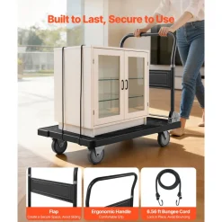 VEVOR Foldable Push Cart Dolly, 1000 lbs Capacity, Folding Platform Truck with Swivel Wheels, Moving Platform Hand Truck Flatbed Cart, Space Saving Push Handle, for Easy Storage, 35.2 x 23.4 x 33.5 in