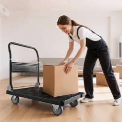 VEVOR Foldable Push Cart Dolly, 1000 lbs Capacity, Folding Platform Truck with Swivel Wheels, Moving Platform Hand Truck Flatbed Cart, Space Saving Push Handle, for Easy Storage, 35.2 x 23.4 x 33.5 in