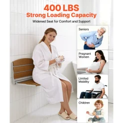 VEVOR Foldable Shower Seat Wall Mounted, 17.7