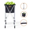 VEVOR Foldable Tennis Ball Hopper, Holds 180 Tennis Balls, Lightweight Aluminum Alloy Tennis Ball Basket Cart with Wheels, Removable Bag, Carry Bag, Portable Sports Teaching Cart for Tennis Player