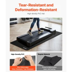 VEVOR Foldable Walking Pad Treadmill Mat, 1/4" Thick, 24" x 68" Exercise Equipment Mat for Elliptical on Carpet Hardwood Floor, High Density PVC Floor Protector, Waterproof and Non-slip for Home Gym