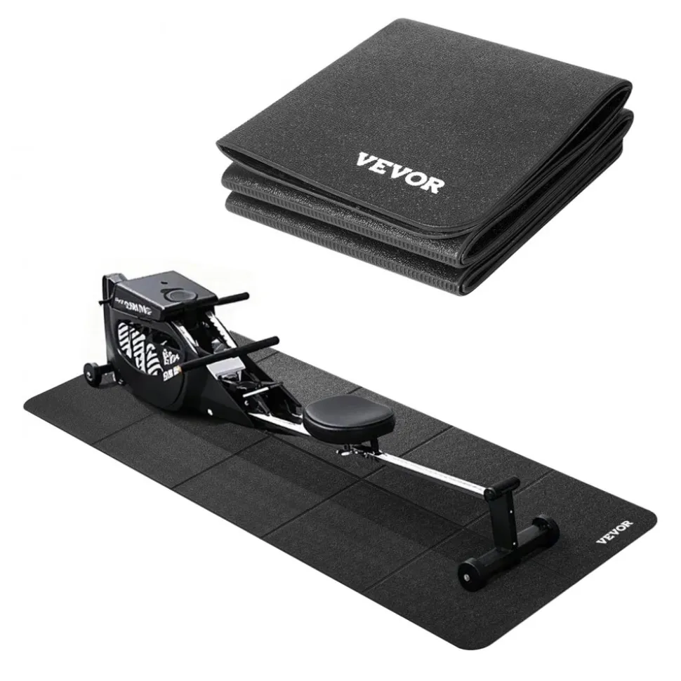 VEVOR Foldable Walking Pad Treadmill Mat, 1/4" Thick, 24" x 68" Exercise Equipment Mat for Elliptical on Carpet Hardwood Floor, High Density PVC Floor Protector, Waterproof and Non-slip for Home Gym