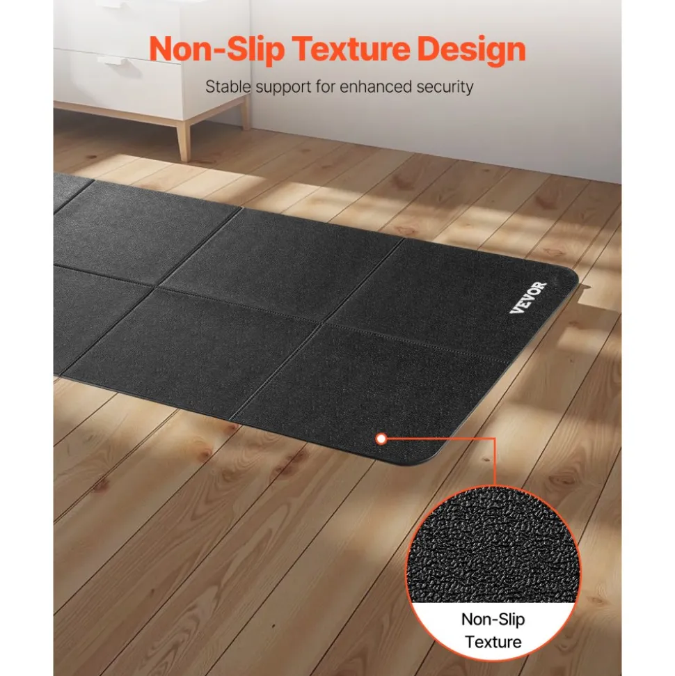 VEVOR Foldable Walking Pad Treadmill Mat, 1/4" Thick, 24" x 68" Exercise Equipment Mat for Elliptical on Carpet Hardwood Floor, High Density PVC Floor Protector, Waterproof and Non-slip for Home Gym