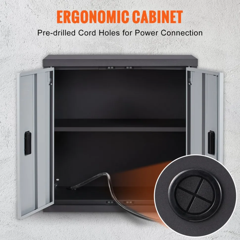 VEVOR Foldable Wall Cabinet, Metal Garage Locker Mounted 26" Small Tool Chest 240 LBS Loading Capacity Adjustable Shelf Magnetic Door File for Warehouse Office Home Black