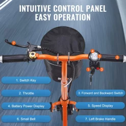 VEVOR Foldable 3 Wheel Mobility Scooter for Seniors, Portable Electric Powered Mobility Scooter with 12 Mile Long Range, All Terrain Travel Wheelchair with 48V Lithium-ion Battery, Max Support 330LBS