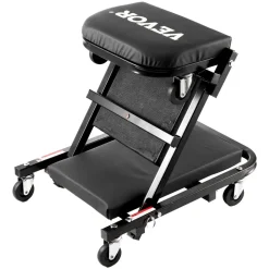VEVOR Foldable Z Garage Creeper, 40 in, 450 lbs Load Capacity Rolling Folding Mechanic Creeper Stool, with 6 Universal Wheels Padded Seat Steel Frame, Lay Down or Sit Chair for Garage Shop or Home