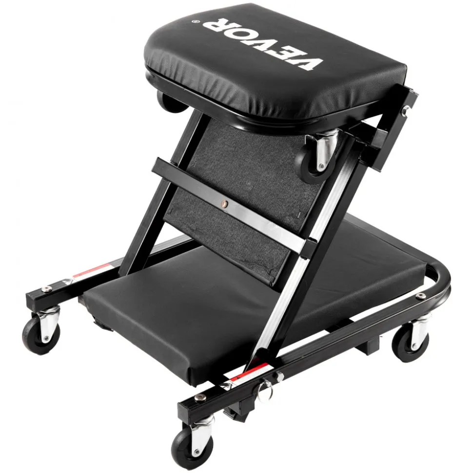 VEVOR Foldable Z Garage Creeper, 40 in, 450 lbs Load Capacity Rolling Folding Mechanic Creeper Stool, with 6 Universal Wheels Padded Seat Steel Frame, Lay Down or Sit Chair for Garage Shop or Home