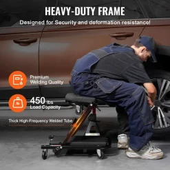 VEVOR Foldable Z Garage Creeper, 40 in, 450 lbs Load Capacity Rolling Folding Mechanic Creeper Stool, with 6 Universal Wheels Padded Seat Steel Frame, Lay Down or Sit Chair for Garage Shop or Home