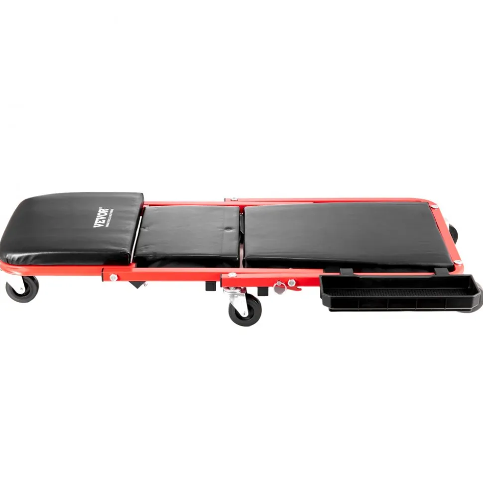 VEVOR Foldable Z Garage Creeper, 36 in, 300 lbs Load Capacity Rolling Folding Mechanic Creeper Stool, with 6 Wheels Tool Tray Padded Seat Steel Frame, Lay Down or Sit Chair for Garage Shop or Home