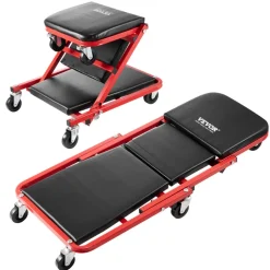 VEVOR Foldable Z Garage Creeper, 36 in, 300 lbs Load Capacity Rolling Folding Mechanic Creeper Stool, with 6 Wheels Tool Tray Padded Seat Steel Frame, Lay Down or Sit Chair for Garage Shop or Home