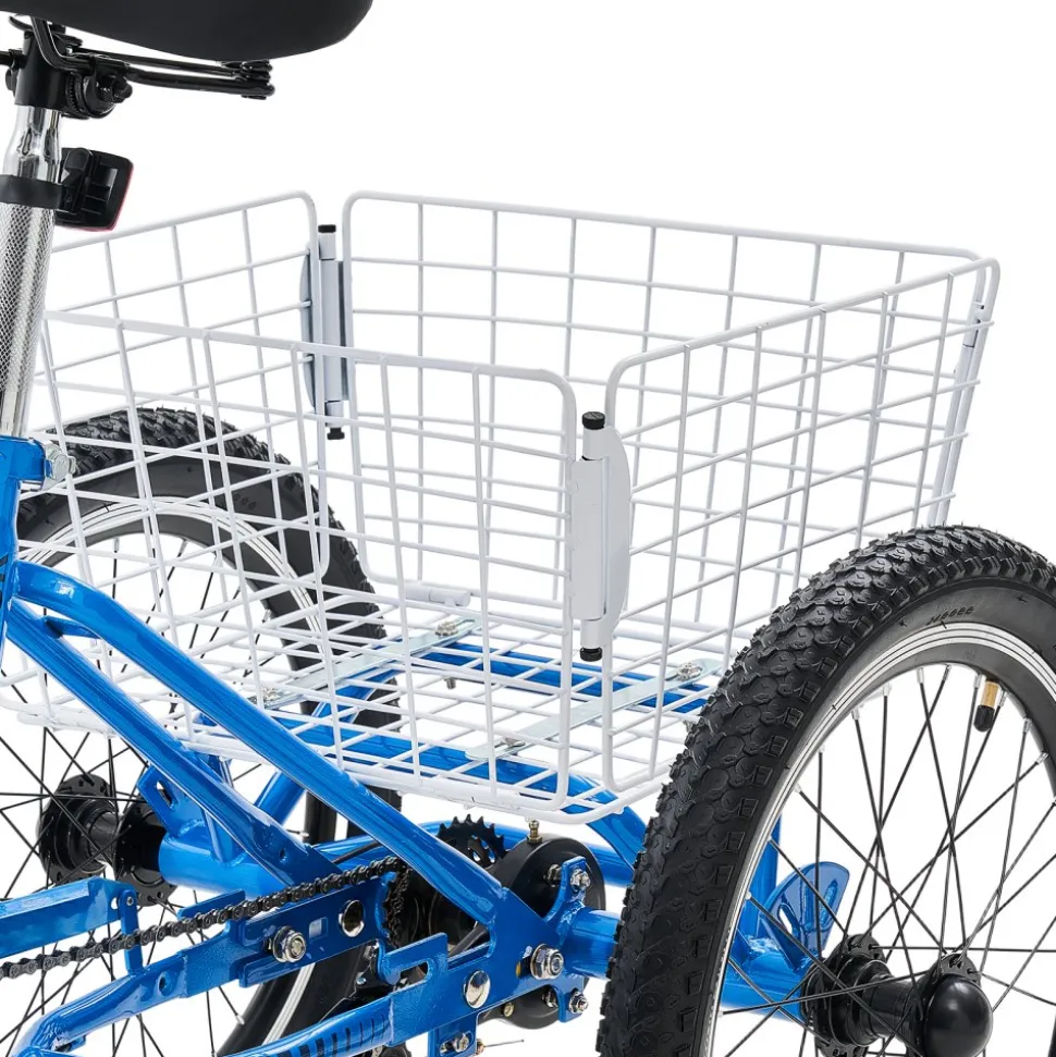 VEVOR Folding Adult Tricycle 20 inch 7 Speed Foldable Trikes for Adult, 3 Wheel Cruiser Bike w/ Cargo Basket, Adjustable Seat, Double-Wall Wheel Rims, Shopping Picnic Tricycles for Women, Men, Senior