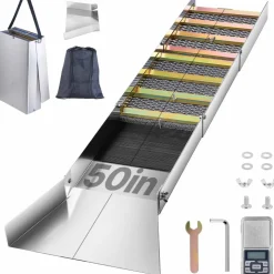 VEVOR Folding Aluminum Alloy Sluice Box, Compact 50" Sluice Boxes for Gold, Lightweight Gold Sluice Equipment, Portable Sluice Boxes with Miner's Moss, River, Creek, Gold Panning, Prospecting, Dredgin