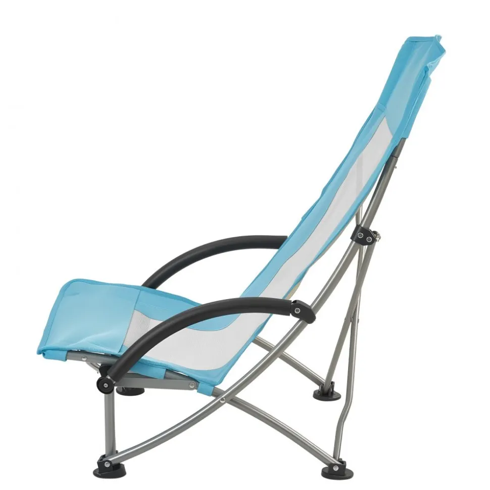 VEVOR Folding Beach Chair, High Back Camping Chairs for Adults, with Cup Pocket, Mesh Back, Carry Bag, Portable Extra Wide Seat Chair 330 lbs Heavy Duty Support, for Outdoor, Camp, Light Blue
