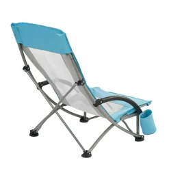VEVOR Folding Beach Chair, High Back Camping Chairs for Adults, with Cup Pocket, Mesh Back, Carry Bag, Portable Extra Wide Seat Chair 330 lbs Heavy Duty Support, for Outdoor, Camp, Light Blue, 2 Pack