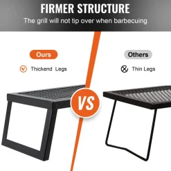VEVOR Folding Campfire Grill, Heavy Duty Steel Mesh Grate, 18" Portable Camping Grates Over Fire Pit, Camp Fire Cooking Equipment with Legs Carrying Bag, Grilling Rack for Outdoor Open Flame Cooking
