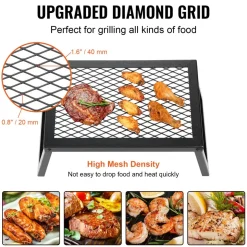 VEVOR Folding Campfire Grill, Heavy Duty Steel Mesh Grate, 18