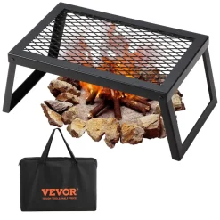 VEVOR Folding Campfire Grill, Heavy Duty Steel Mesh Grate, 18