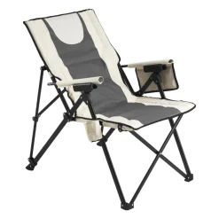 VEVOR Folding Camping Chair, 3 Reclining Positions, Outdoor High Back Camping Chair, 260lbs Weight Capacity, Full Padded Beach Chairs with Armrest & Headrest, Portable Lawn Chairs for Sports Travel