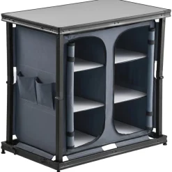 VEVOR Folding Camping Storage Cabinet, Outdoor Portable Aluminum Lightweight Table, Quick Set-up Compact Kitchen Cook Station, with 6 Shelves and Carry Bag, for Picnic, BBQ, Camping, RV Traveling