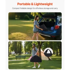 VEVOR Folding Camping Table, Portable Outdoor Lightweight Picnic Table, 600D Oxford Fabric Waterproof Canvas Travel Beach Tables, with 4 Cup Holders, Carry Bag, for Tailgating Camping Picnic, Black