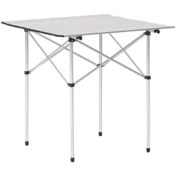 VEVOR Folding Camping Table, Portable Roll Up Side Tables, Small Lightweight Aluminum Beach Table, Compact with Carry Bag, for Outdoor Cooking, Tailgating, Grilling, Picnic, Travel, Silver