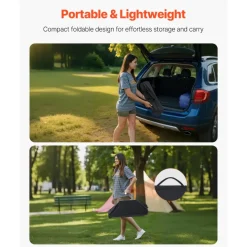 VEVOR Folding Camping Table, Portable Roll Up Side Tables, Small Lightweight Aluminum Beach Table, Compact with Carry Bag, for Outdoor Cooking, Tailgating, Grilling, Picnic, Travel, Silver
