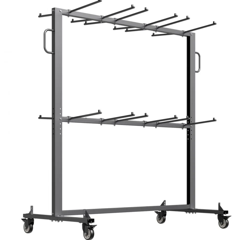 VEVOR Folding Chair Rack, 800 LBS Capacity, Heavy-duty Chair Cart for 84 Chairs/ 12 Tables+42 Chairs, Dual-layer Chair Storage Dolly with Rubber Wheels and Holders, Large Chair Holder, Matte Black