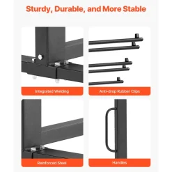 VEVOR Folding Chair Rack, 800 LBS Capacity, Heavy-duty Chair Cart for 84 Chairs/ 12 Tables+42 Chairs, Dual-layer Chair Storage Dolly with Rubber Wheels and Holders, Large Chair Holder, Matte Black