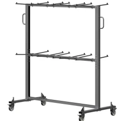 VEVOR Folding Chair Rack, 800 LBS Capacity, Heavy-duty Chair Cart for 84 Chairs/ 12 Tables+42 Chairs, Dual-layer Chair Storage Dolly with Rubber Wheels and Holders, Large Chair Holder, Matte Black