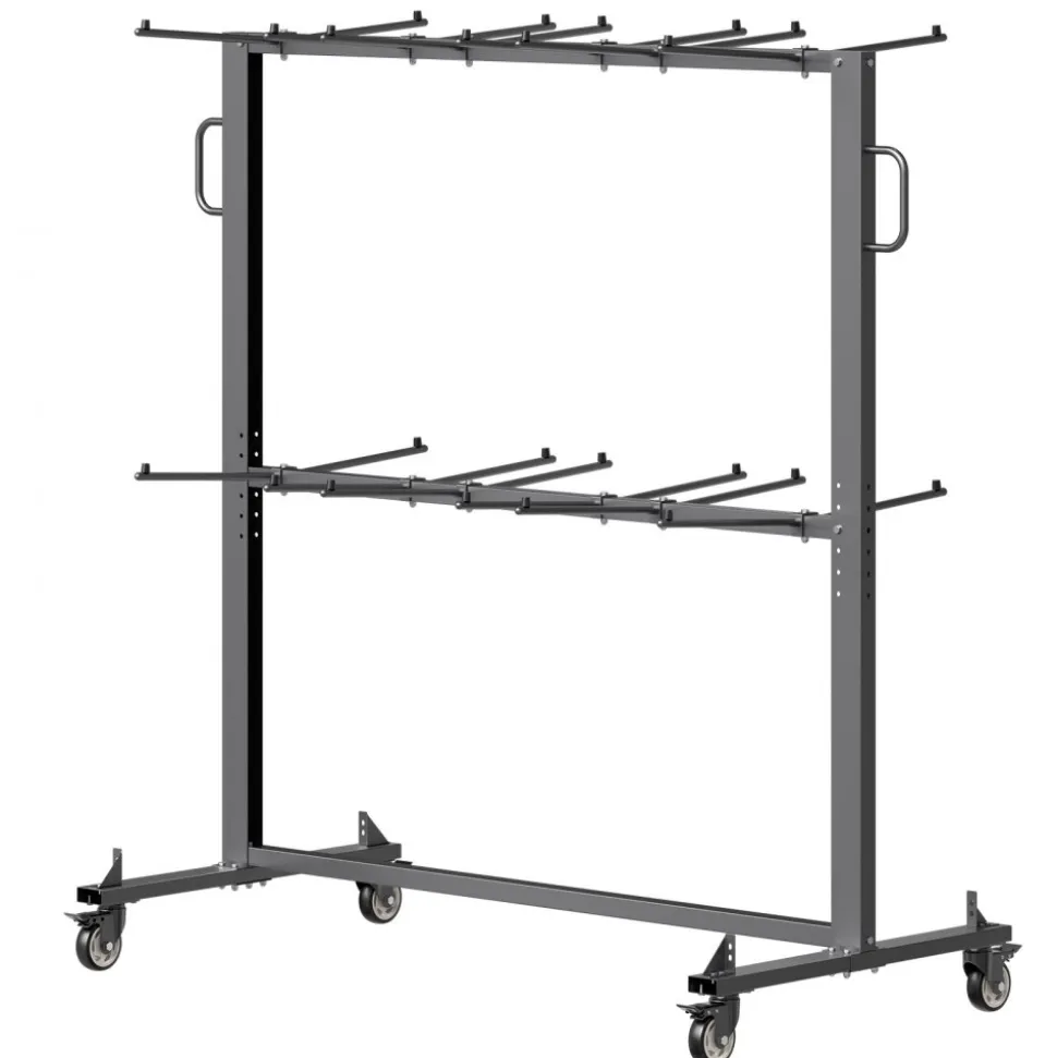 VEVOR Folding Chair Rack, 800 LBS Capacity, Heavy-duty Chair Cart for 84 Chairs/ 12 Tables+42 Chairs, Dual-layer Chair Storage Dolly with Rubber Wheels and Holders, Large Chair Holder, Matte Black