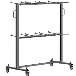 VEVOR Folding Chair Rack, 800 LBS Capacity, Heavy-duty Chair Cart for 84 Chairs/ 12 Tables+42 Chairs, Dual-layer Chair Storage Dolly with Rubber Wheels and Holders, Large Chair Holder, Matte Black