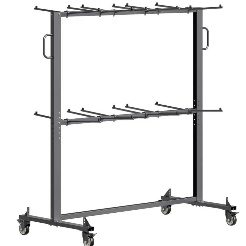 VEVOR Folding Chair Rack, 800 LBS Capacity, Heavy-duty Chair Cart for 84 Chairs/ 12 Tables+42 Chairs, Dual-layer Chair Storage Dolly with Rubber Wheels and Holders, Large Chair Holder, Matte Black