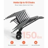 VEVOR Folding Chair Rack, 150 LBS Capacity, Heavy-duty Chair Cart for Stacking 10 Chairs, Multi-Function Metal Chair Storage Dolly with Rubber Wheels, Push-Style Chair Holder, Matte Black
