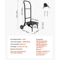 VEVOR Folding Chair Rack, 150 LBS Capacity, Heavy-duty Chair Cart for Stacking 10 Chairs, Multi-Function Metal Chair Storage Dolly with Rubber Wheels, Push-Style Chair Holder, Matte Black