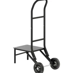 VEVOR Folding Chair Rack, 150 LBS Capacity, Heavy-duty Chair Cart for Stacking 10 Chairs, Multi-Function Metal Chair Storage Dolly with Rubber Wheels, Push-Style Chair Holder, Matte Black