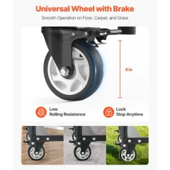 VEVOR Folding Chair Rack, 400 LBS Capacity, Heavy-duty Chair Cart for 5 Tables+14 Chairs, Chair Storage Dolly Chair Holder w/ Swivel Casters and Locking Wheels,for Party Event,Hotel, Matte Black
