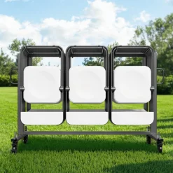 VEVOR Folding Chair Rack, 400 LBS Capacity, Heavy-duty Chair Cart for 42 Chairs or 12 Tables, Multi-Function Chair Storage Dolly with Rubber Wheels and Holders, Large Chair Holder, Matte Black
