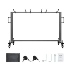 VEVOR Folding Chair Rack, 400 LBS Capacity, Heavy-duty Chair Cart for 42 Chairs or 12 Tables, Multi-Function Chair Storage Dolly with Rubber Wheels and Holders, Large Chair Holder, Matte Black